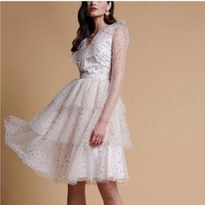 Rachel Parcell Cream Tulle Long Sleeve Dress